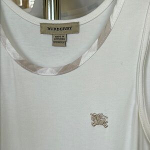 Burberry White Tank Dress with Beige Classic Check Tiered Bottom